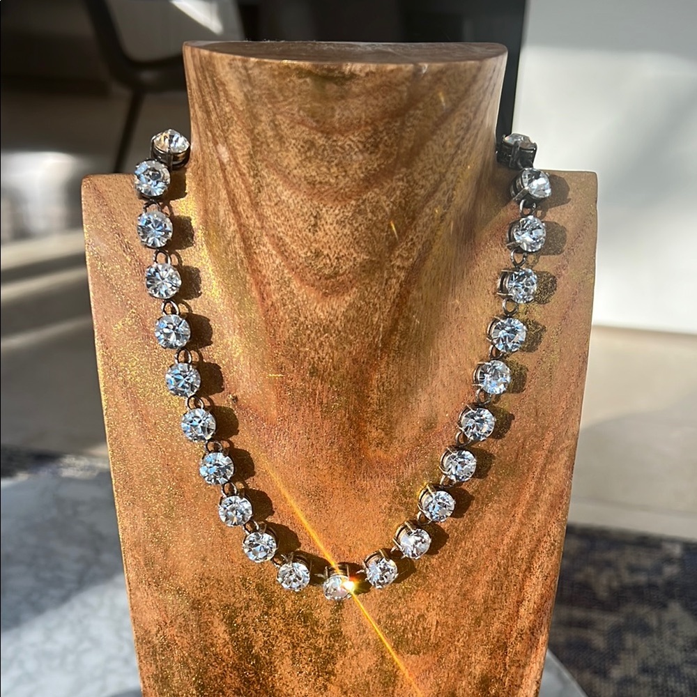 J.Crew Elegant Bold Silvertone & Crystal Choker